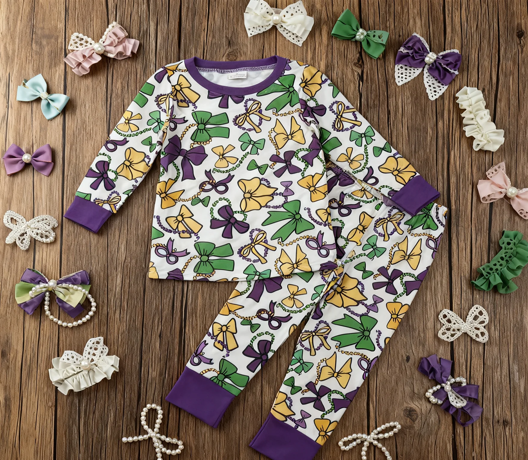 

Z1001-19 GLP2563 Kids Girls Outfit Long Sleeve Top With Pants Set Children New Year Clothes