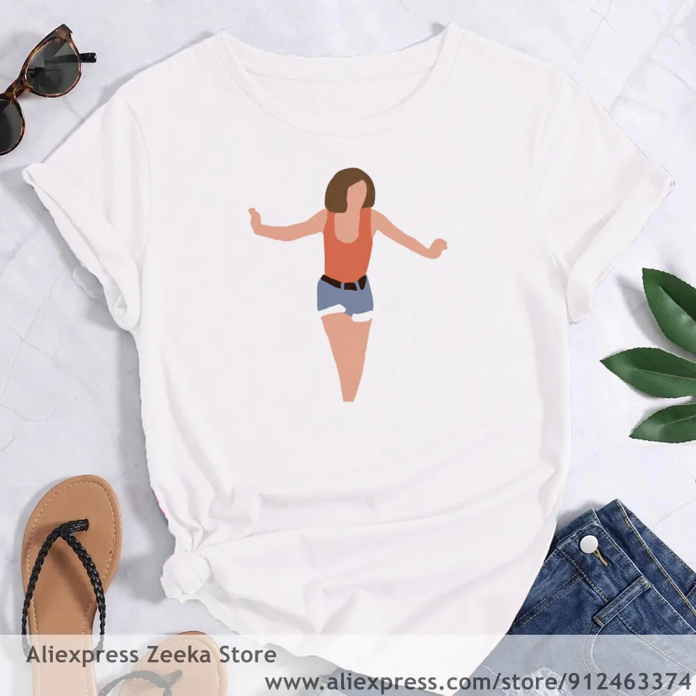 Dirty Dancing  Women Funny Print Ladies T-shirt Girl Y2K Harajuku Basis O-collar White Shirt Short