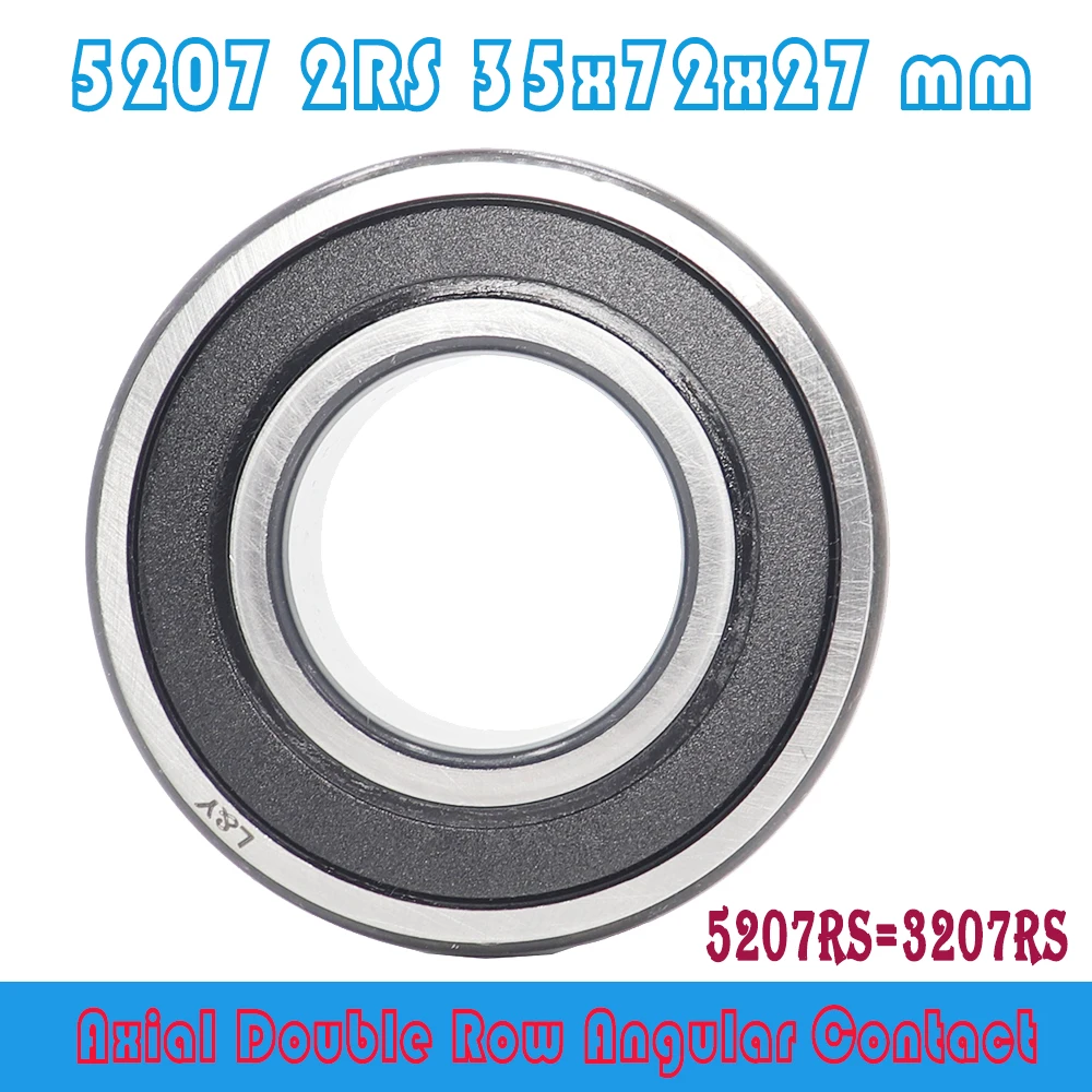 5207 2RS Bearing 35 x 72 x 27 mm ( 1 PC ) Axial Double Row Angular Contact 5207RS 3207 2RS 3056207 Ball Bearings