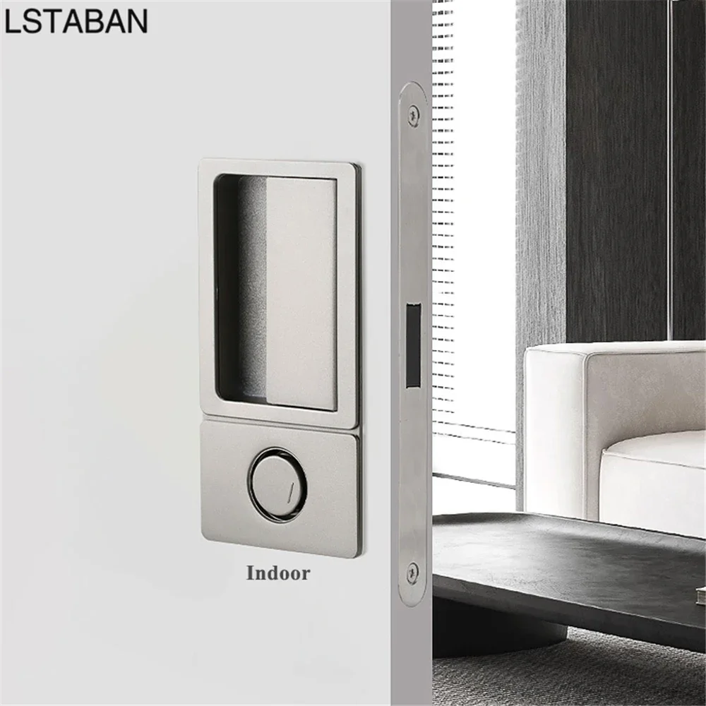 Minimalist Handleless Flat Lock Bedroom Magnetic Recessed Door Handle Silent Push Pull Black Invisible Slide Bathroom Door Lock
