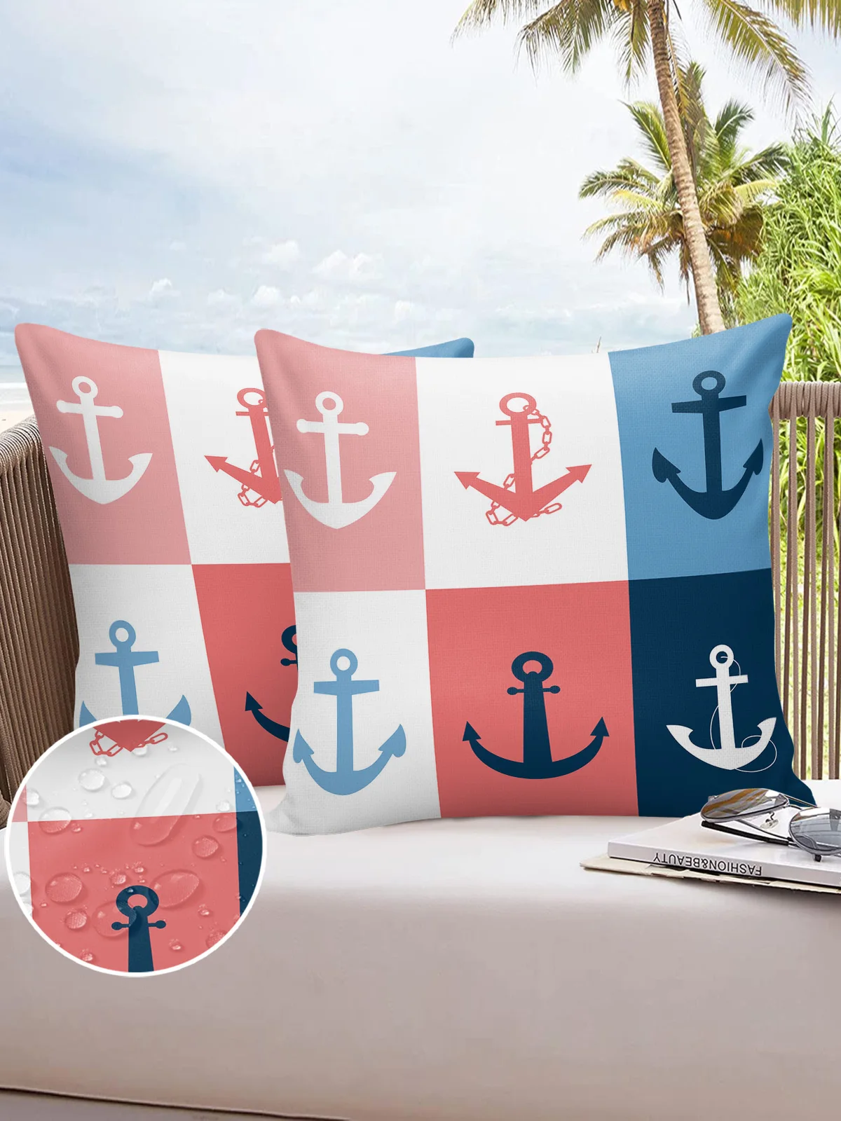 

Splice Sea Anchor 2/4PCS Outdoor Garden Pillowcase Waterproof Sofa Pillow Cover Case Garden Patio Cushion Covers Home Decor