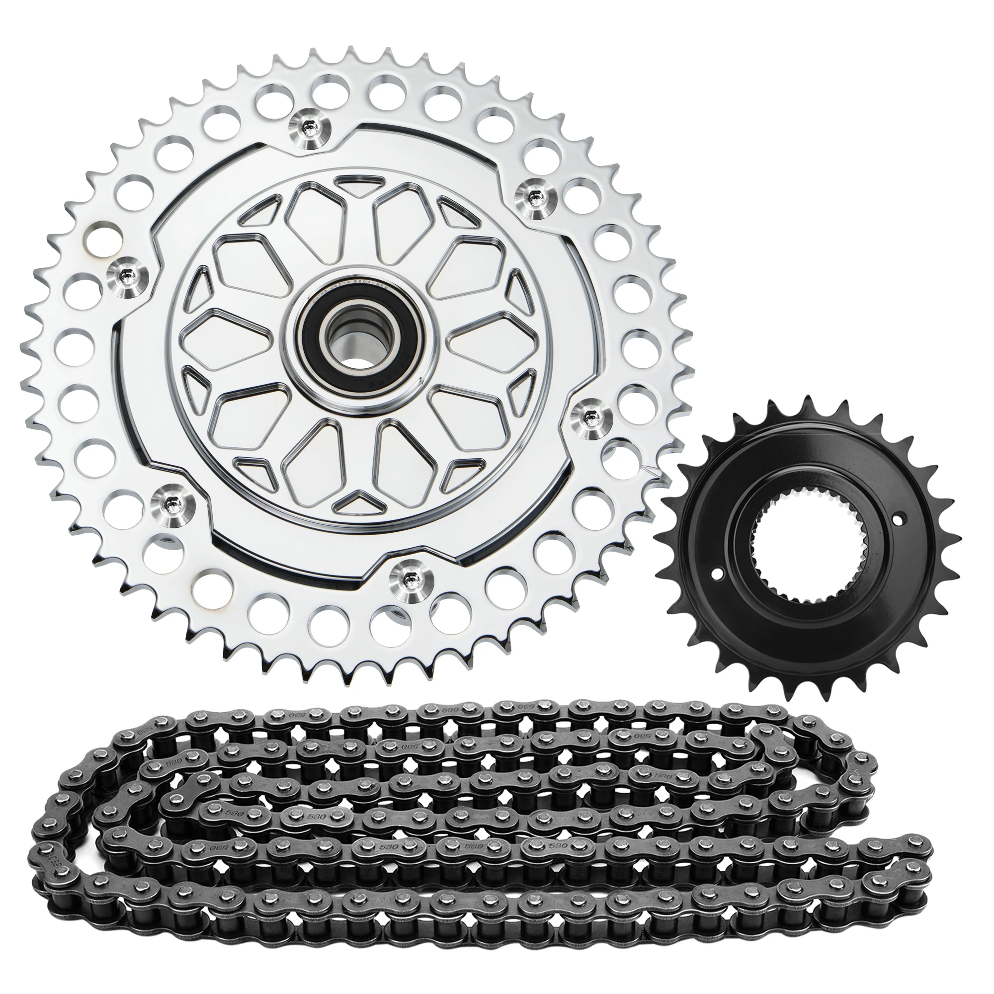 

Belt Drive to Chain Drive Conversion Kit 25+53 Tooth Sprocket 120 Chain Drive Transmission for Harley TwinCam M8 Touring 2009-Up