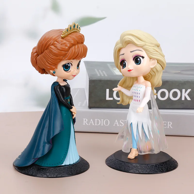 Disney New 15cm Q Posket Frozen Queen Princess elsa anna Figure Model Toys Cake Figure  Dolls Gifts home decor birthday party