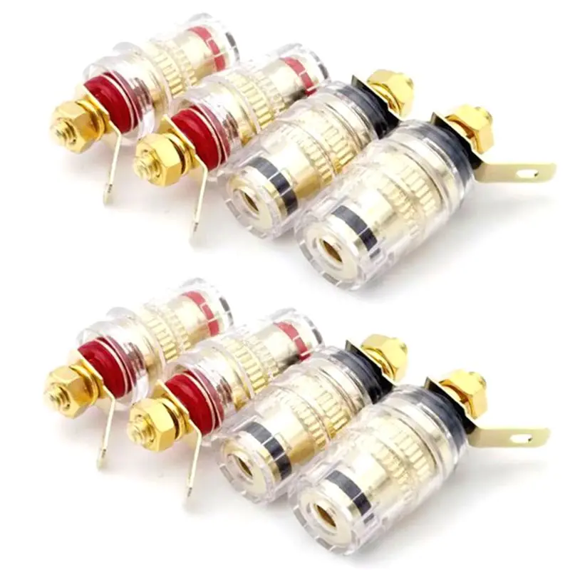 8pcs/set Speaker Terminal Binding Post 4mm Banana Plug Socket Low Frequency Amplifier Connector for Loudspeakers