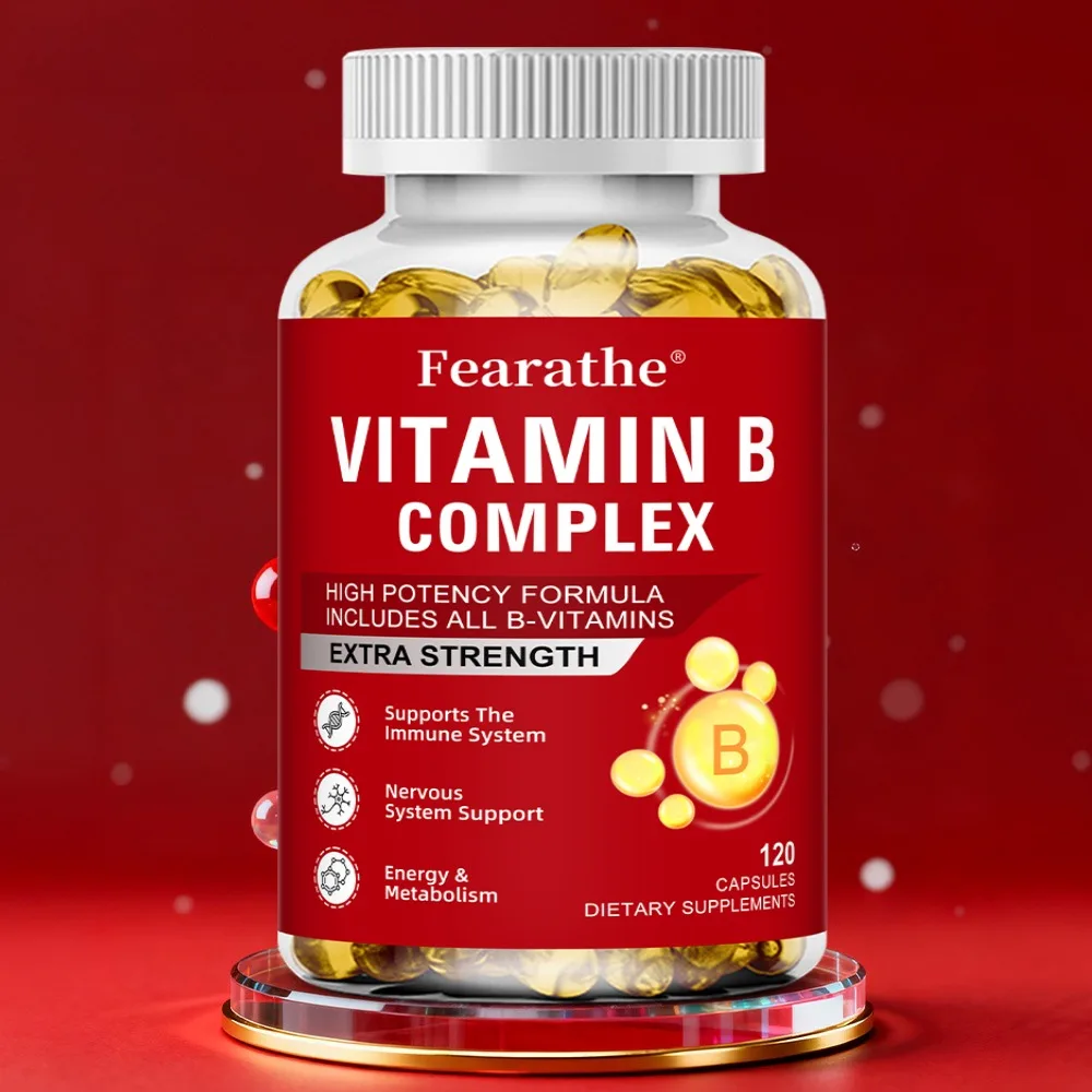 Vitamin B Complex Capsules for Improve Stress Mood, Energy, Nervous, Immune System Support - B1 B2 B6 B12 - Premium Formula