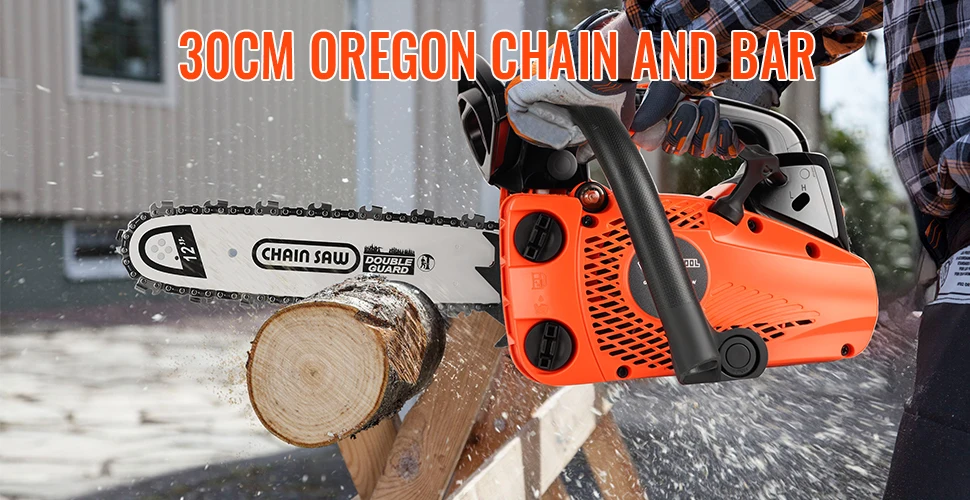 CONENTOOL 12 Inch Oil Chainsaw Wood Logging Cutting Electric Chain Saw Pruning Branches One-Handheld Garden Tools Chain Saw 25CC