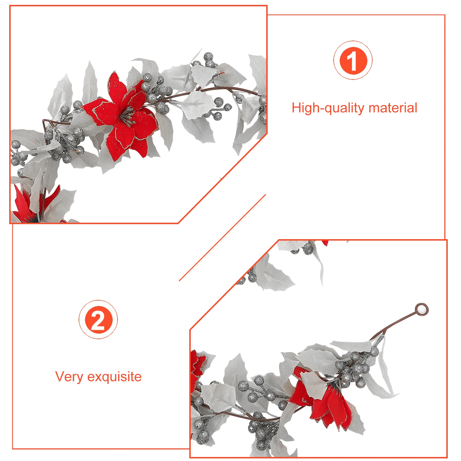 

Glitter Christmas Xmas Garland Artificial Vine Xmas Tree Decor Hanging Fake Flower Plants Festive Party Decoration