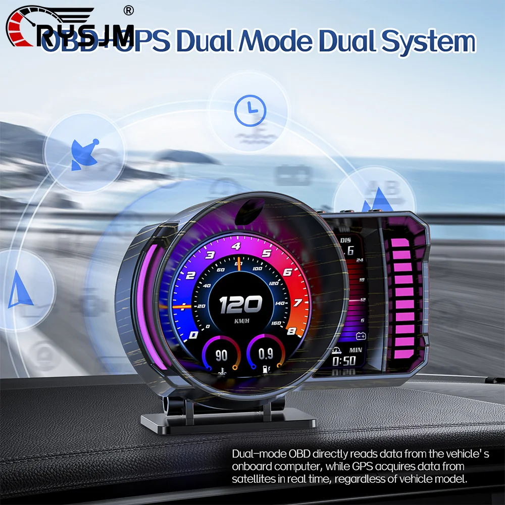 P28 Head Up Display OBD+GPS Car HUD Car OBD2 Digital On Board Computer Car Electronic Accessories Speed Voltage Fuel Consumption