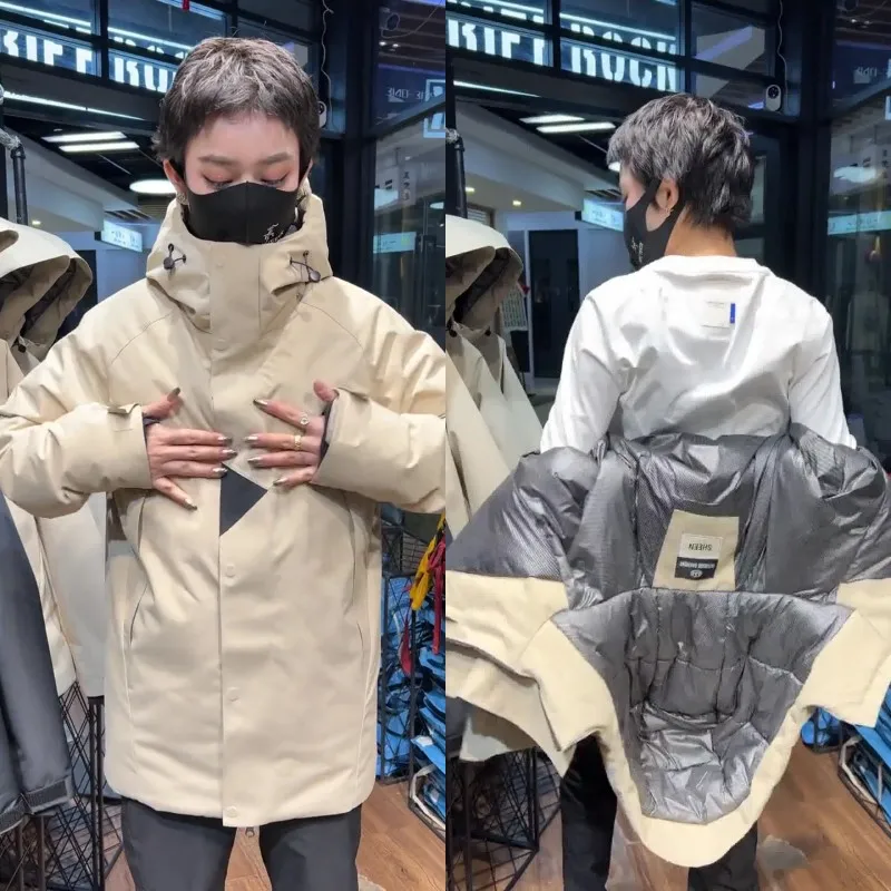 

Thiened aphene Outdoor Tee-Proof Hooded White Du down Padded Jaet Men's 3D Tailoring Thiened down Jaet Coat