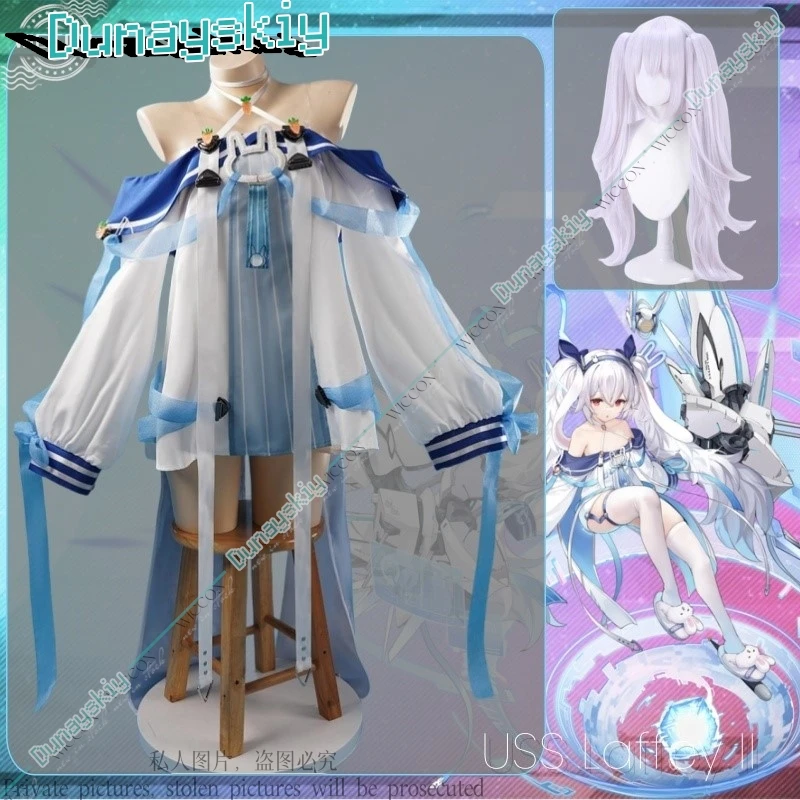 USS Laffey II Anime Game Azur Cos Lane DD-724 Cosplay Costume Wig Destroyer Bunny Girl Role Play Comic-Con Festivals Character