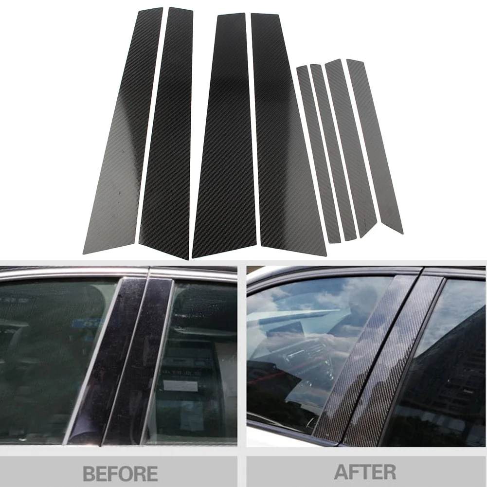 6 Pcs Car Window B Pillar Moulding Trim Carbon Fiber Decoration For BMW 6-Series E71 X6 2009 2010 2011 2012 2013 2014