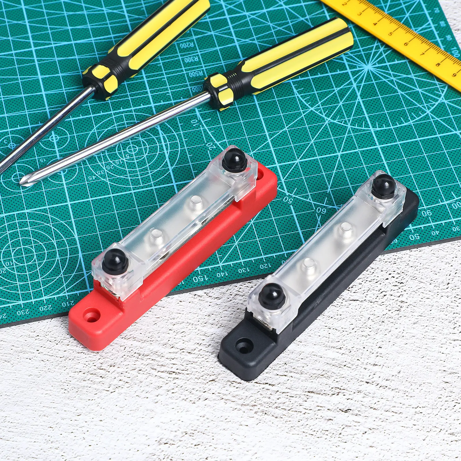 

2Sets Power Distribution Block Heavy Duty Terminal Block for Boat Rv Truck Marine 12V Bus Bar with Safety Cover