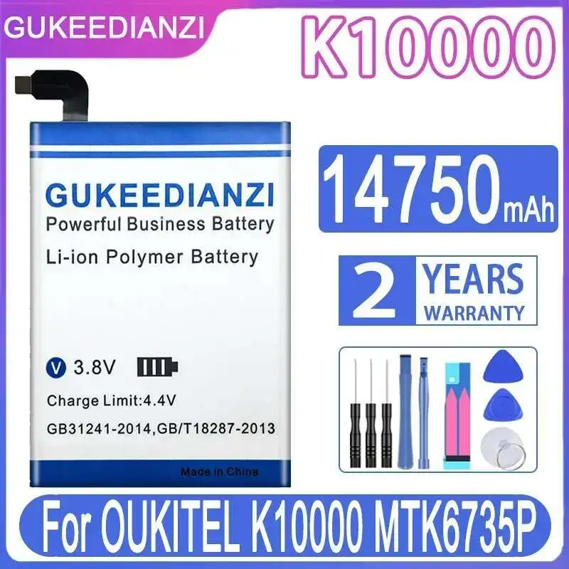 Аккумулятор мобильного телефона для Oukitel K10000 MTK6735P, высокая емкость, надежная замена 14750 мАч