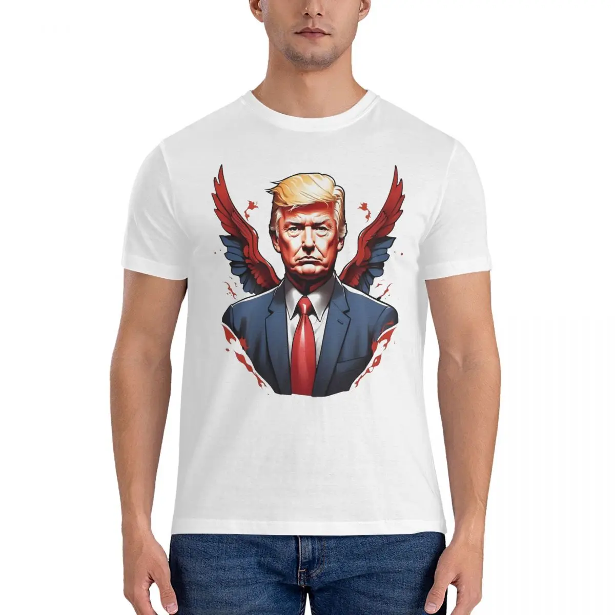 Trump Soars Winged Leader T Shirts Men Cotton Awesome T-Shirt Crew Neck Donald Trump Tee Shirt Short Sleeve Tops Graphic