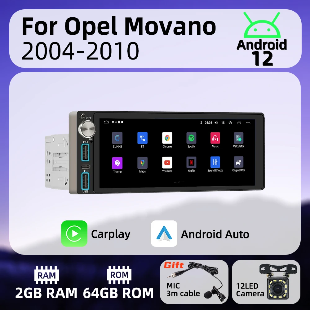

Автомагнитола для Opel Movano 6,86-2004, мультимедийный стерео-плеер с экраном 2010 дюйма, GPS, BT, Wi-Fi, Типоразмер 1DIN