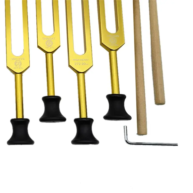 ABUE-Tuning Forks Set For Healing,Sound Therapy(126.22 Hz,136.1 Hz,141.27 Hz,172.06 Hz,194.18 Hz,210.42 Hz,221.23Hz) Gold