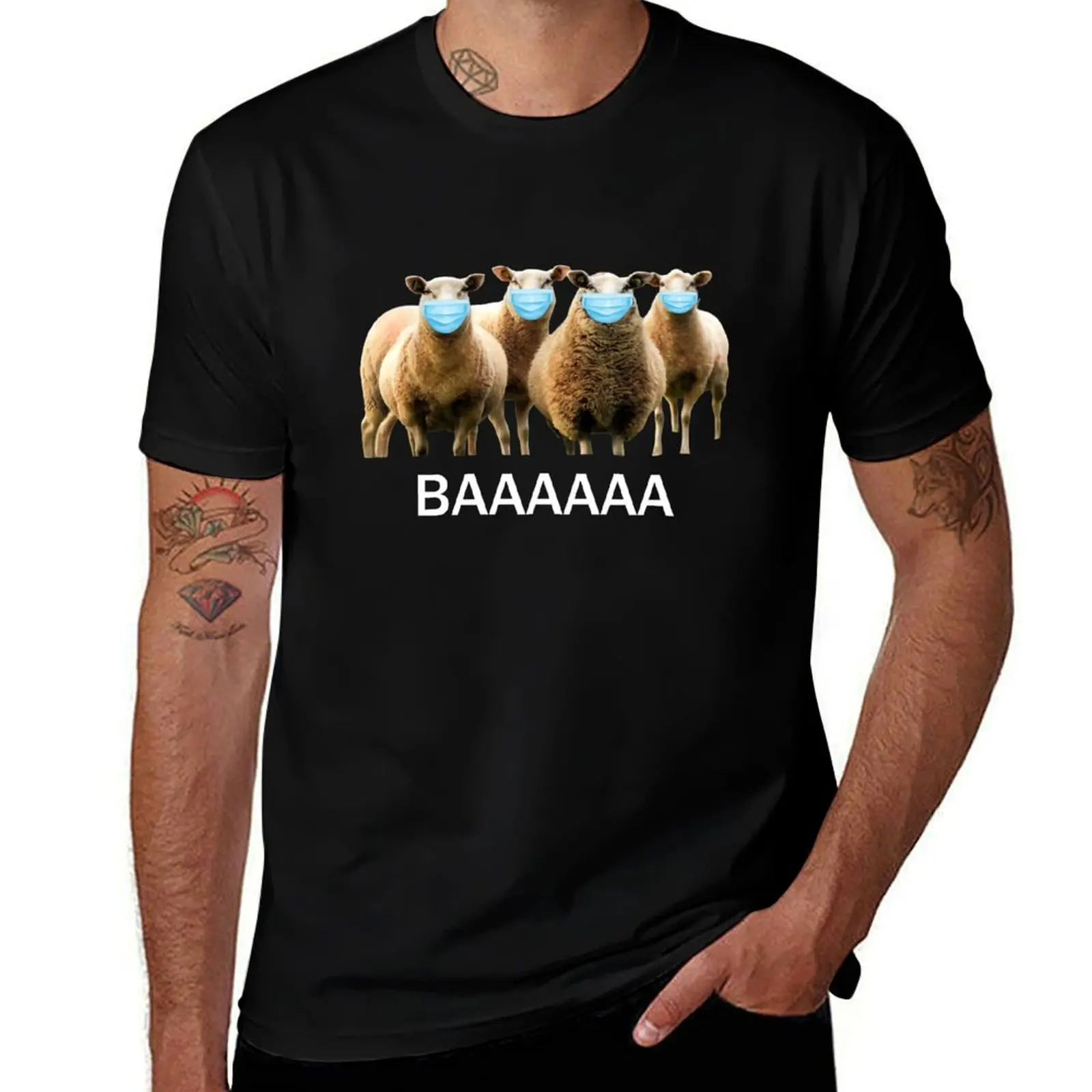 

Sheep Wearing Mask Anti-Mask T-Shirt t shirts with prints t shirt men 100% cotton luxury brand cotton t shirt man T-shirt