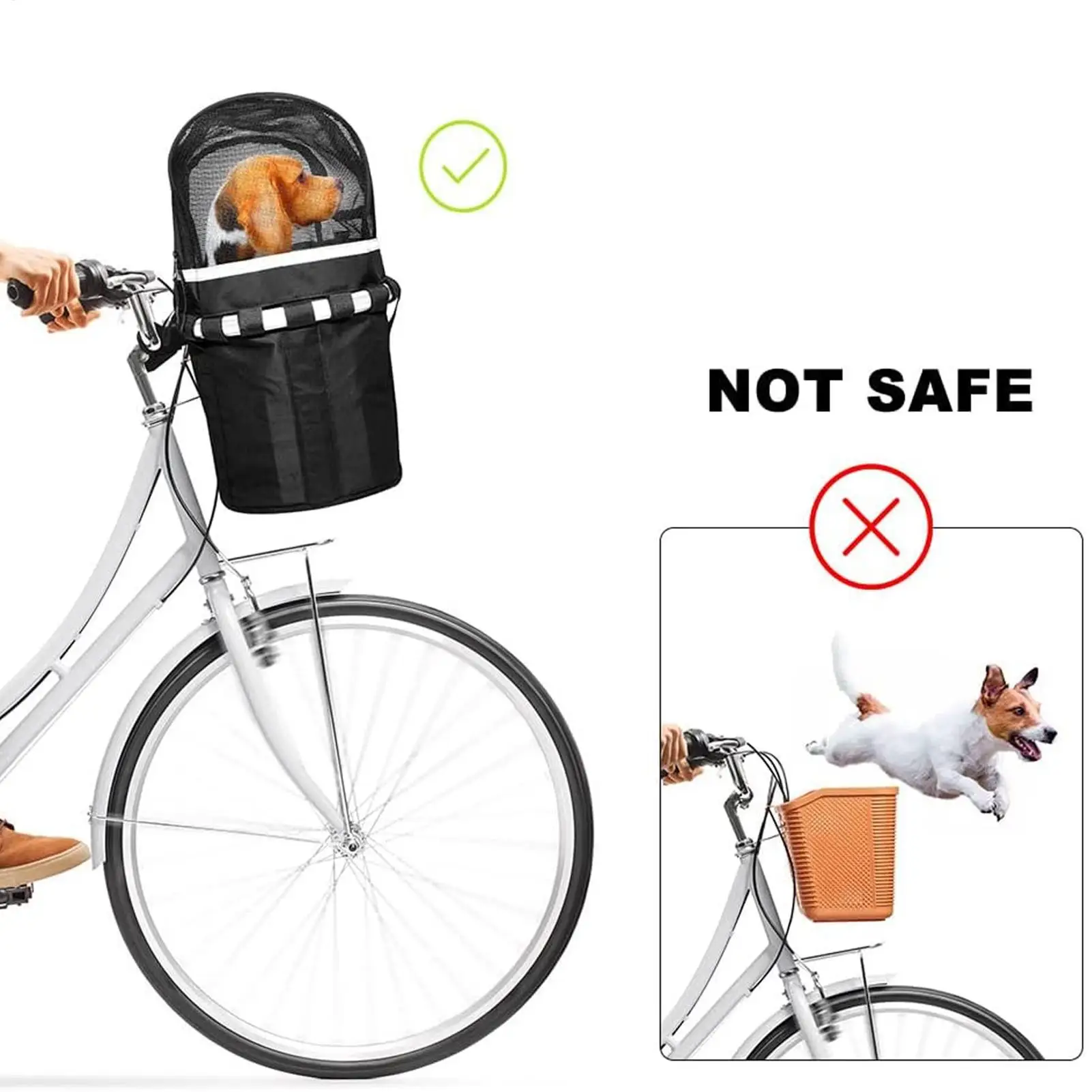 Bike Basket Cover Removable Full Zip Opening Dog Pet Bike Basket Cover Easily Put in & Take Out Breathable Net for Basket