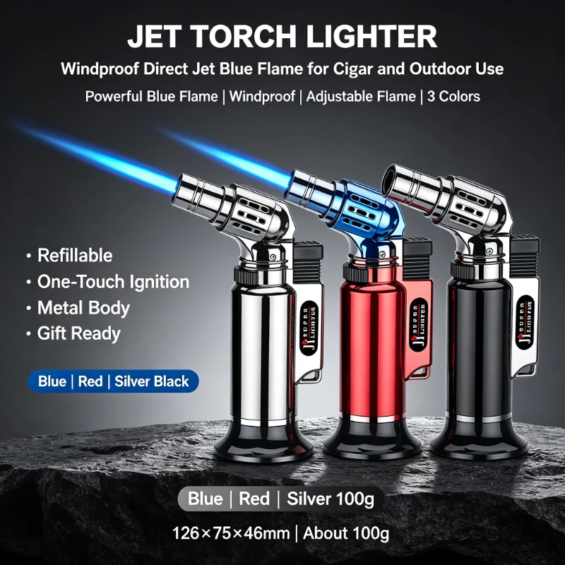 Multi-Purpose Turbo Jet Butane Torch Windproof Metal Refillable for Cooking Baking Jewelry Soldering DIY Cigarette accessories