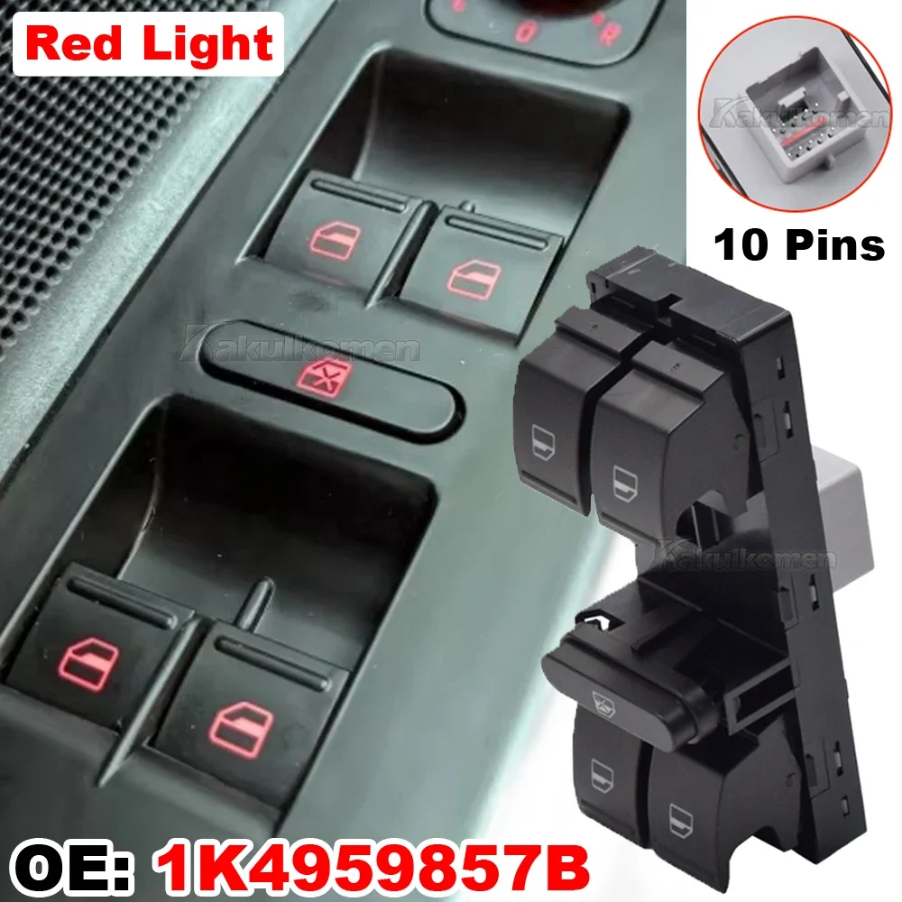 Five button Window Switch Button For VW AMAROK Golf 5 6 Plus Jetta Tiguan Touran Passat B6 B7 Polo 6R OE 1K4959857B 1K4 959 857B