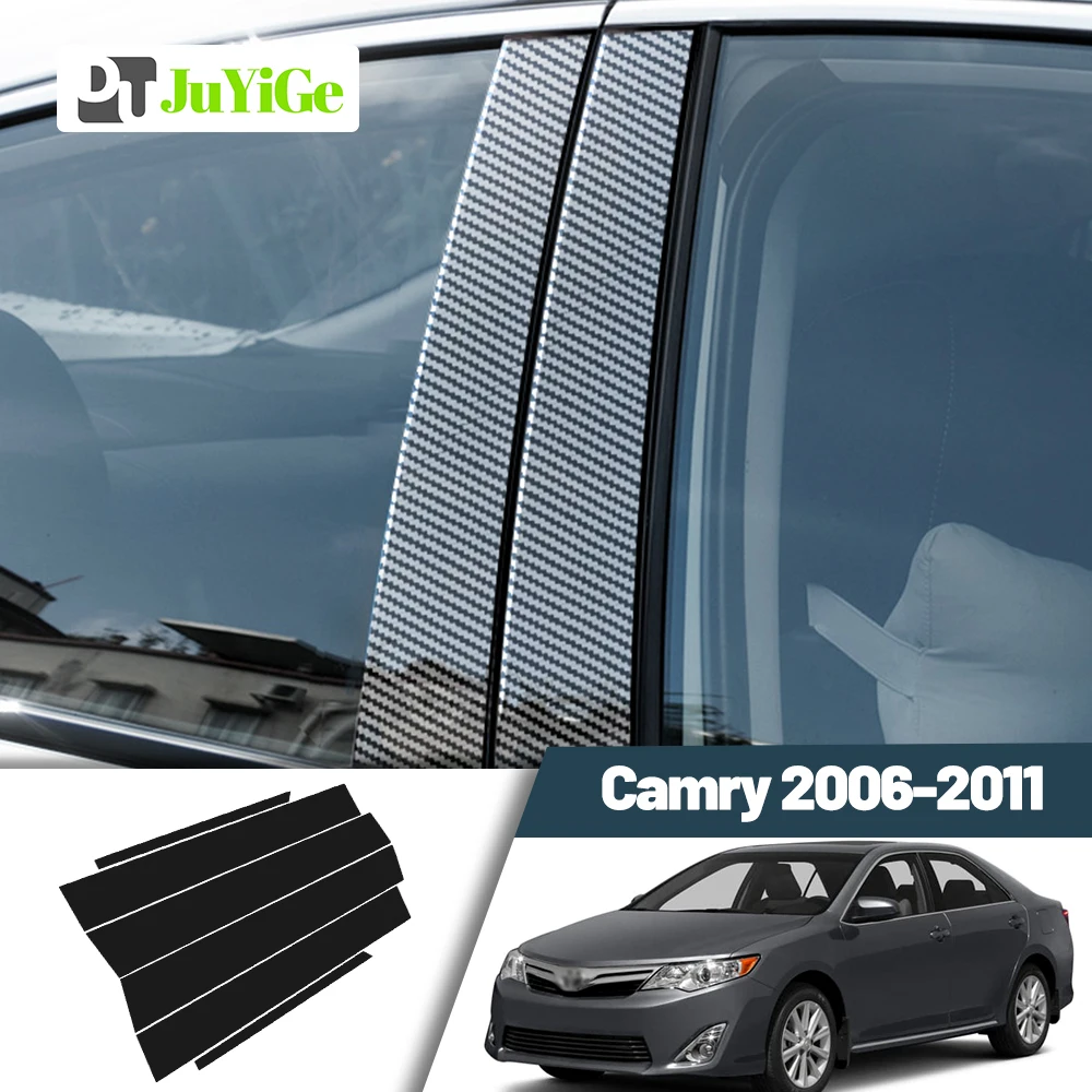 Glossy Black Carbon Fiber Window Door Deal B C Pillar Post Cover Sticker For Toyota Camry XV40 2006-2011 2007 2008 2009 2010 