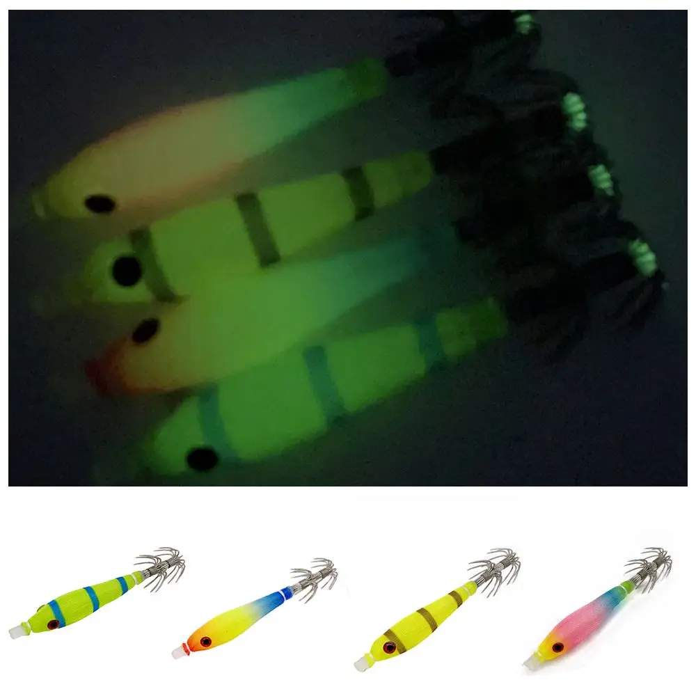 1Pcs 4g Tube Blowing Luminous UV Blowing Tube Octopus Jig Hook Shrimp Bait Bazooka Squid Hook Cloth Roll