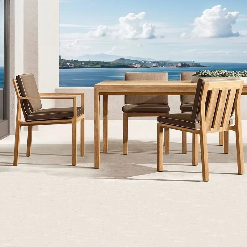 Hotel Villa Wooden Dinning Outdoor Patio Furniture Garden Set Teak Wood Dining Table and Chair Set