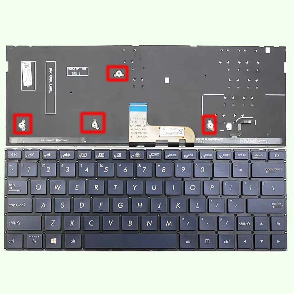 Keyboard for Asus ZenBook UX333 UX333F UX333FA-AB77 UX333FAC-XS77 UX333FN U3300F UF3300F With Backlit Blue/Silver US Layout