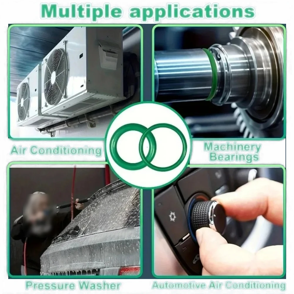 Assortment Pack O-ring Kit Color for Green Air Seal Picks For Repairs Nitrile Rubber Seal Prevents Air Oil Gas Water Leaks