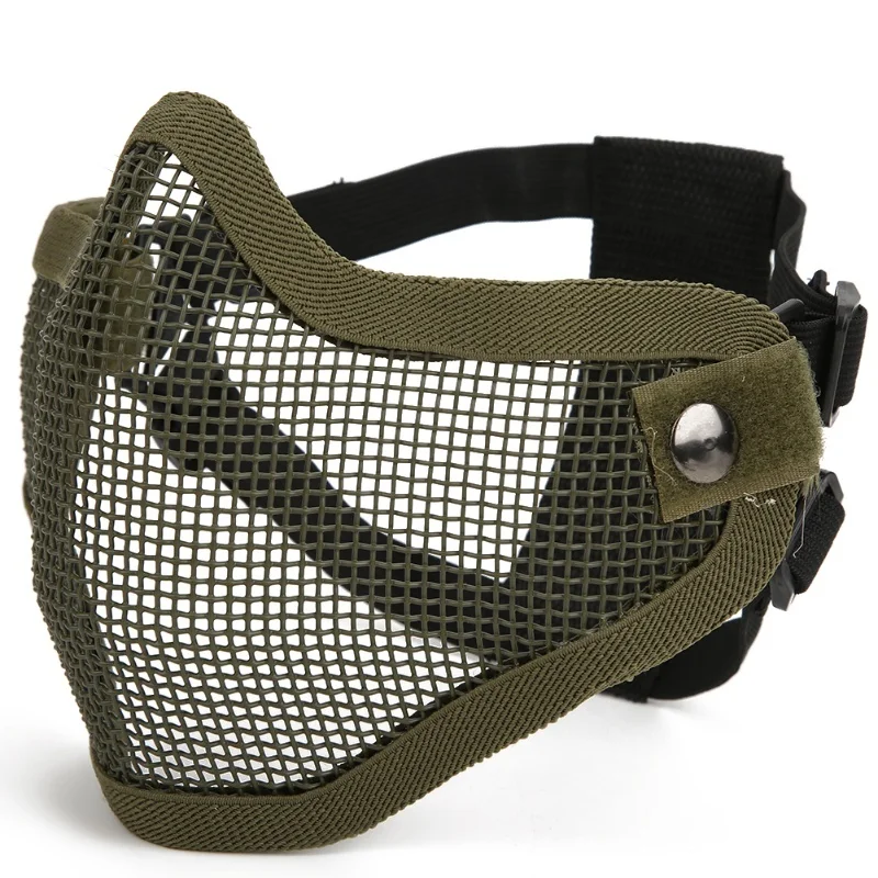 

Metal Mesh Face Guard Tactics Half Cover Protective Safety Film Pure Color Anti Riot CS(Green )
