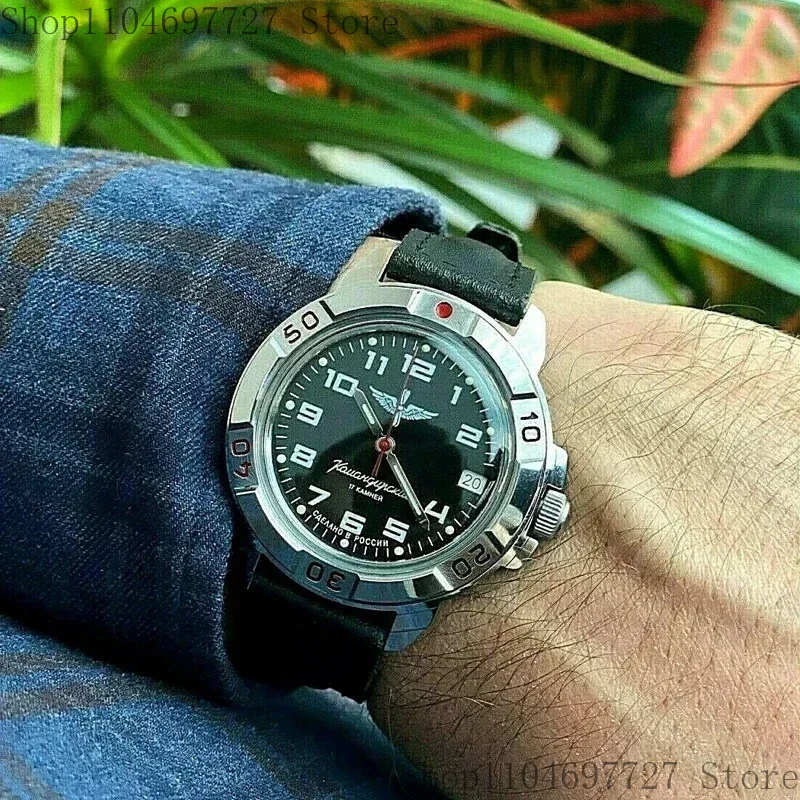 Russian Men'S Watch, Vostok Red Commander, Special Forces Pilot, Mechanical Leather Luminous
