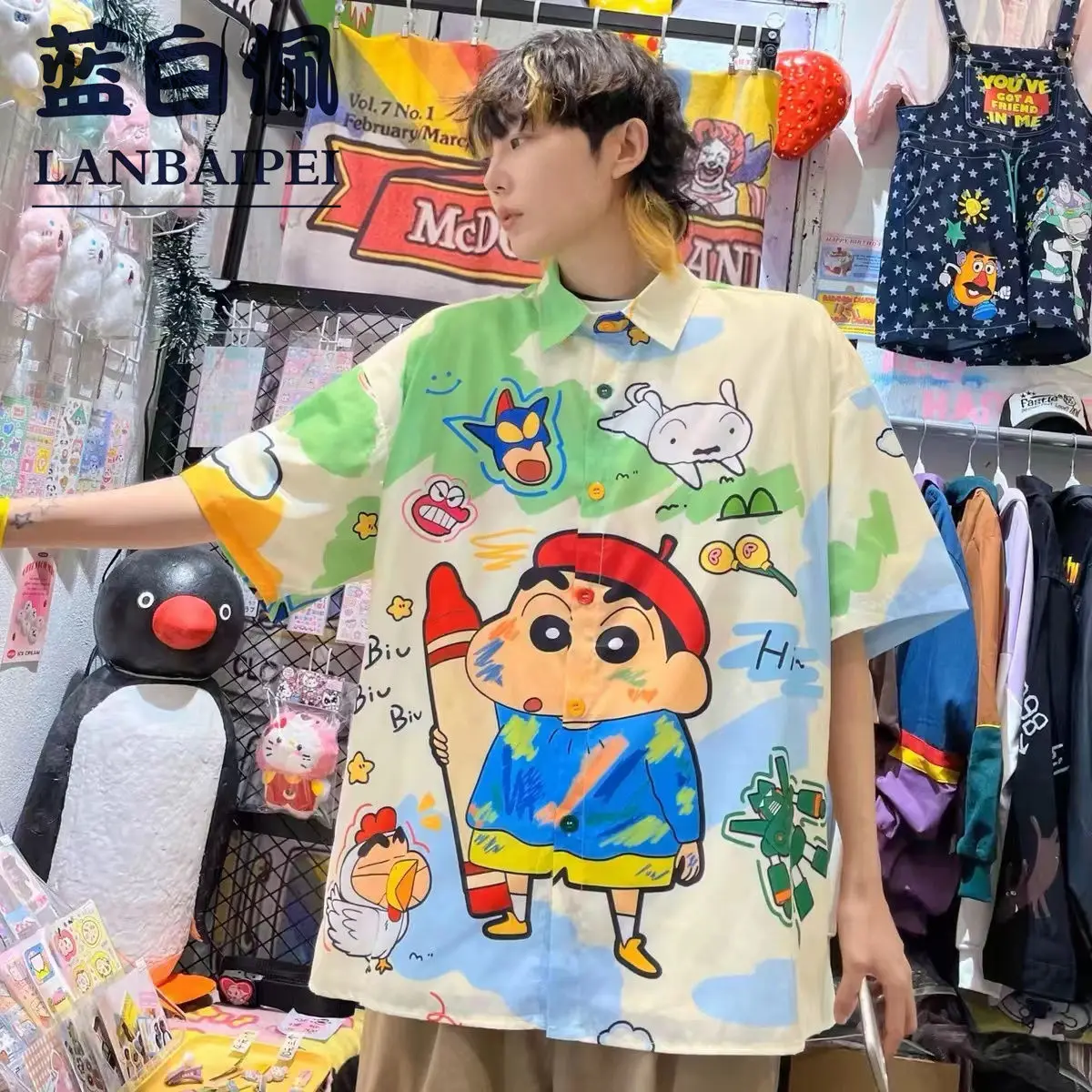 Cartoon Kawaii Cute Crayon Shin-Chan Casual Shirt Anime Shin-Chan Summer Oversize Soft Comfortable T-Shirt Creative Girl Gifts