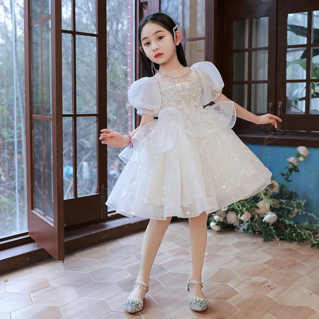 Children Pageant Gown High end Kids Dresses For Party Flower girl Wedding Dress Sequins baby Girls Princess Tulle Dress AliExpress