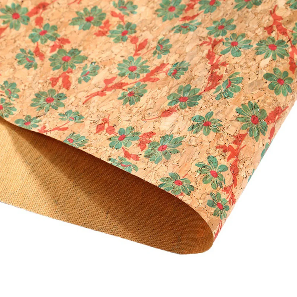 Chzimade A4 Floral Leaf Printed Cork Fabric for Synthetic Cork Leather Fabric DIY Clothing Handbag Flower Sewing Decoration