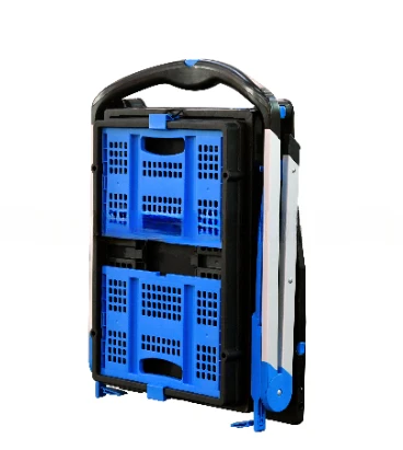 New Double-decker Folding Cart Lightweight Aluminum Trolley Shopping Hand