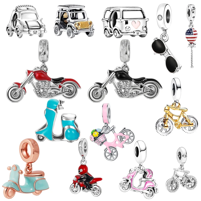 AliExpress MIHUA Hot Selling Women's Motorcycle Bicycle Pendant Beads Charm Beads Fit Original Pandora 925 Sterling