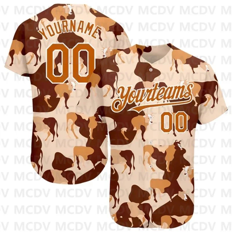 

Custom Or Texas Orange-White 3D Pattern Design Ox Authentic Baseball Jersey