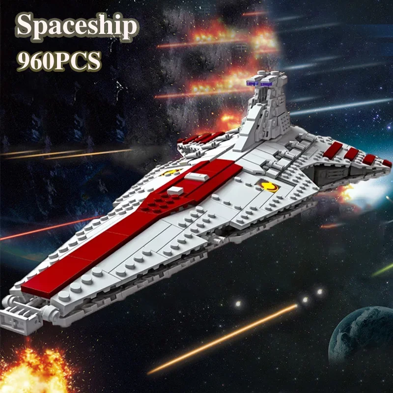 960 قطعة سفينة حربية الفضاء اللبنات سفينة الفضاء الدفاع MOC نموذج الطوب أطقم سطح المكتب الديكور الاطفال اللعب هدايا عيد الميلاد