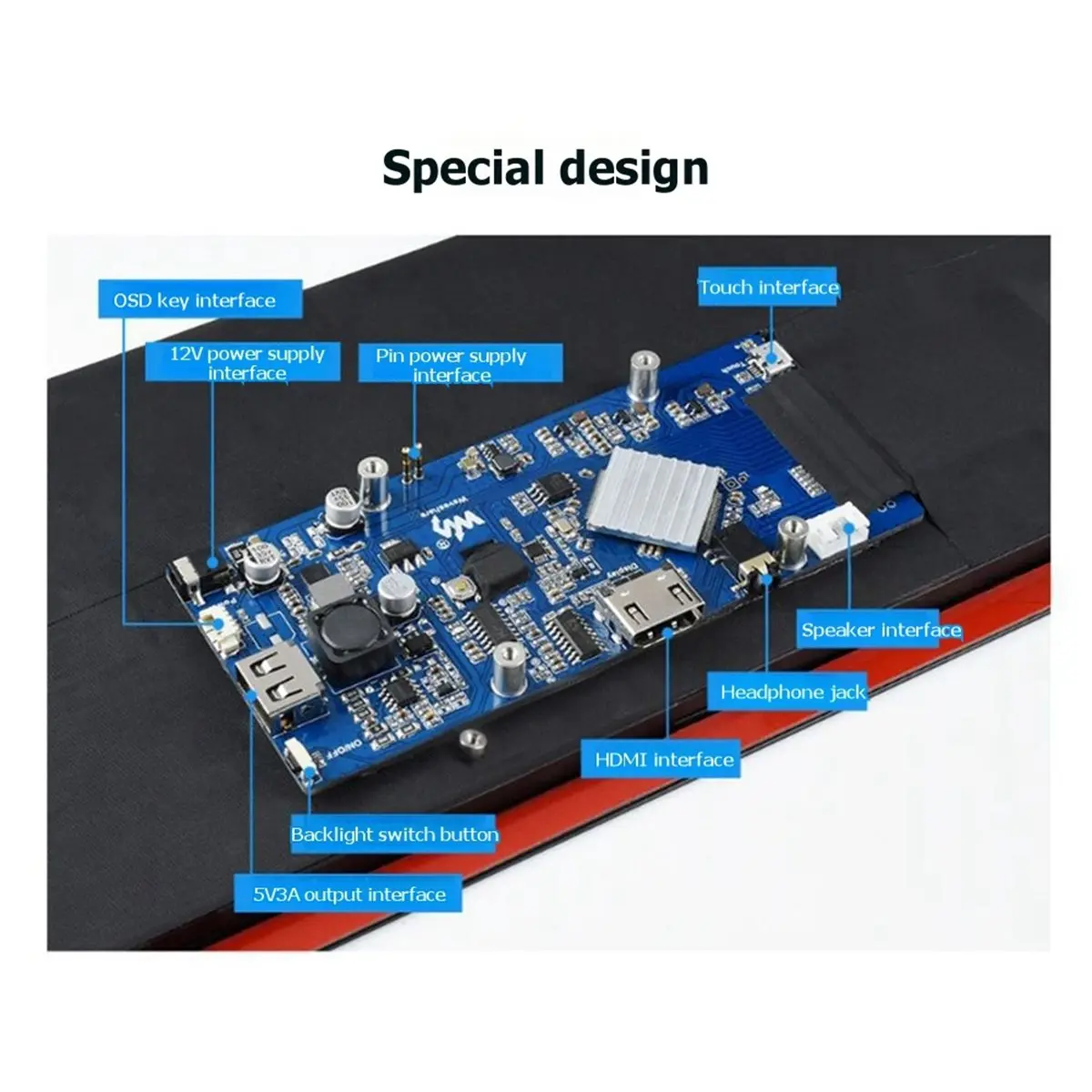 

12.3 Inch -Compatible LCD 1920x720 High Brightness Capacitive Touch Screen Car Display Monitor EU PLUG