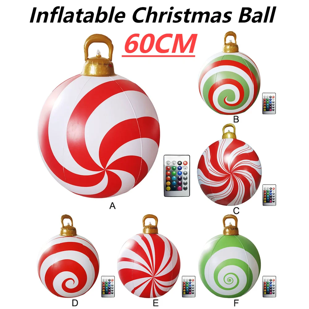 60CM PVC Christmas Inflatable Ball Xmas Tree Decorative Ball PVC Giant Big Large Balls Toy New Year Party Courtyard Ornaments