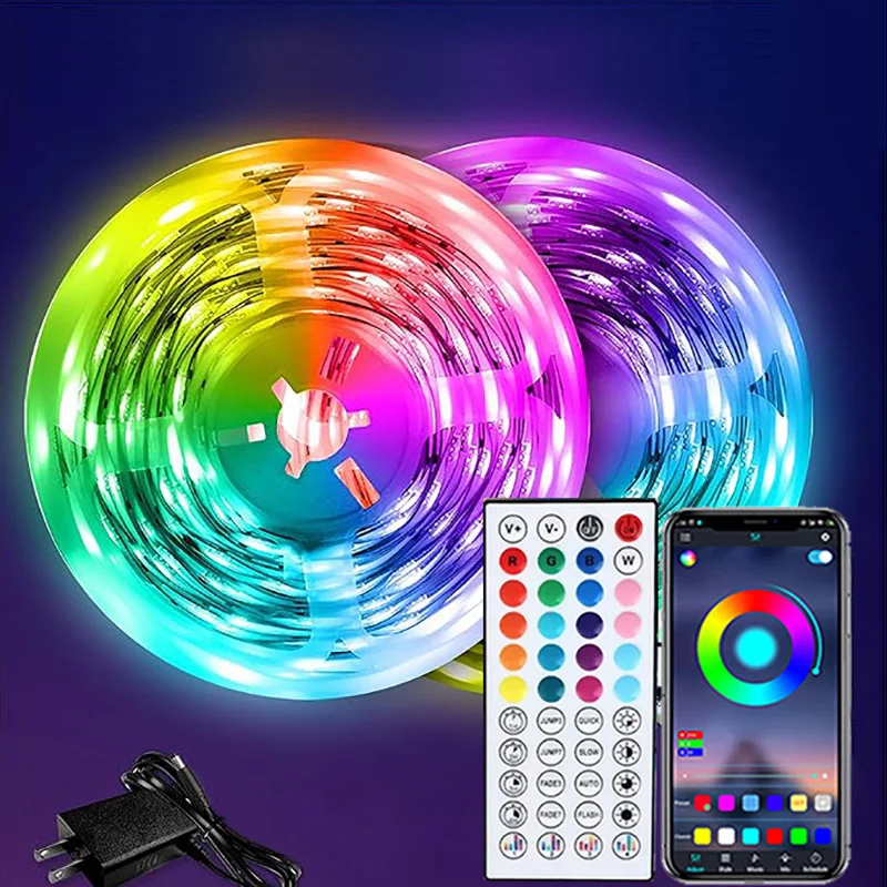 

RGB Led Strip Lights 5m 10m 20m 40m App Control DIY Mode Music Sync 5050 RGB LED Lights for Room Decor Tape Lights Ambiant Light