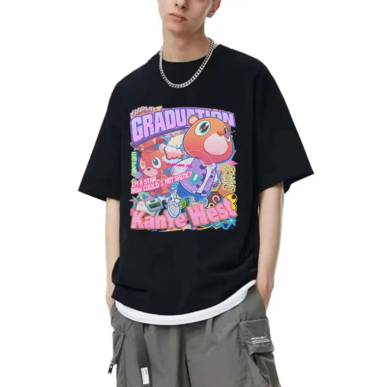 

Hot Sale Rapper Kanye West Graduation Bear Graphic T-shirt Men Women Hip Hop Fashion Pop Music T Shirt Male Oversized Streetwear
