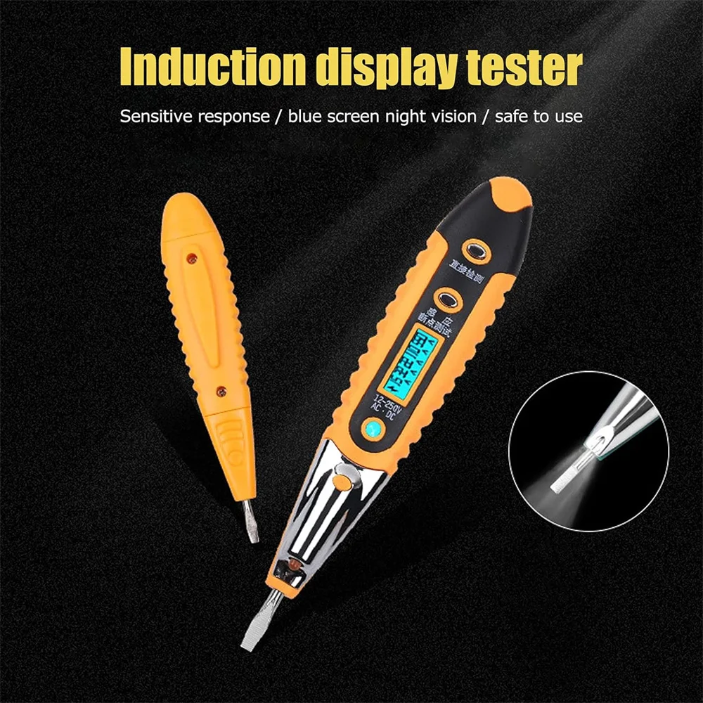 Voltage Tester, Multifunction Digital Display Voltage Tester Voltage Test Pen Pencil AC DC Detector with LED for Lighting