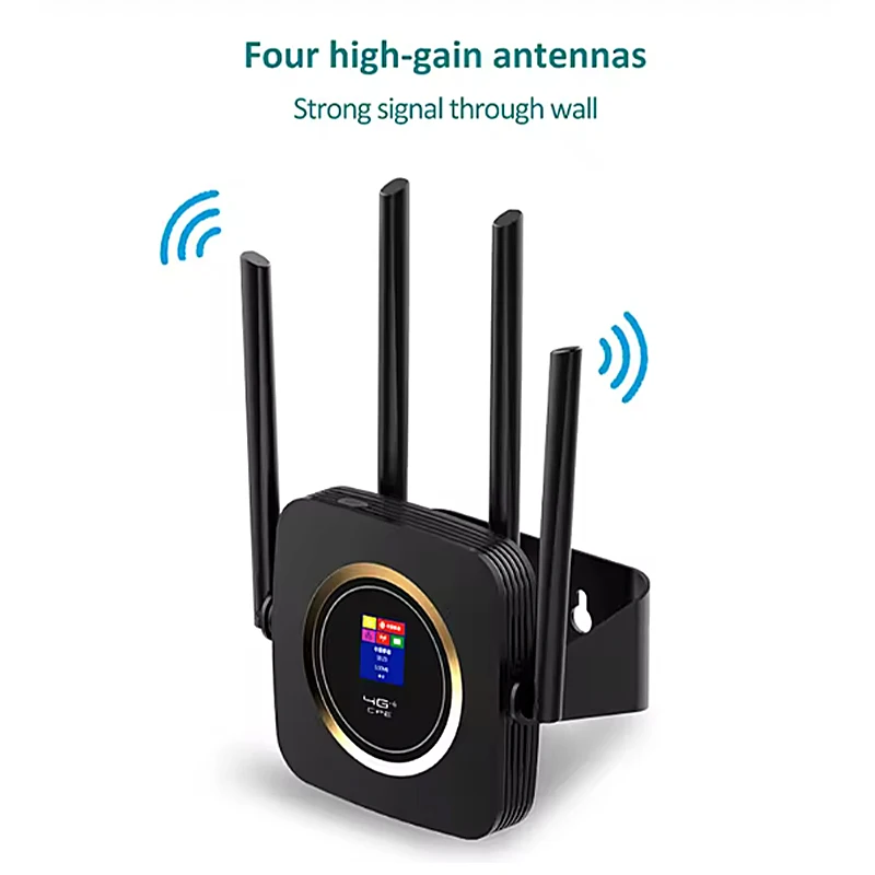 4G LTE CPE with 3000mAh Battery 300Mbps Unlocked Mobile WiFi Hotspot Router 4G SIM Card Slot LCD Display Firewall QoS Functions