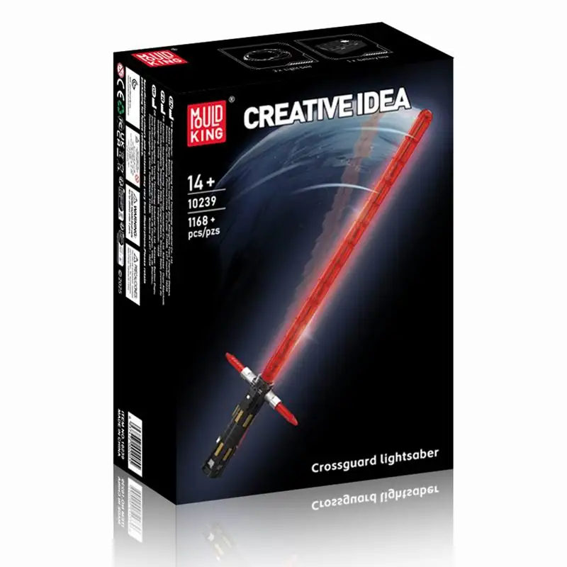 Mandalorian Darksaber Kit modello di assemblaggio di piccole particelle Set di blocchi di costruzione con luci Giocattoli fai da te per regali di Natale