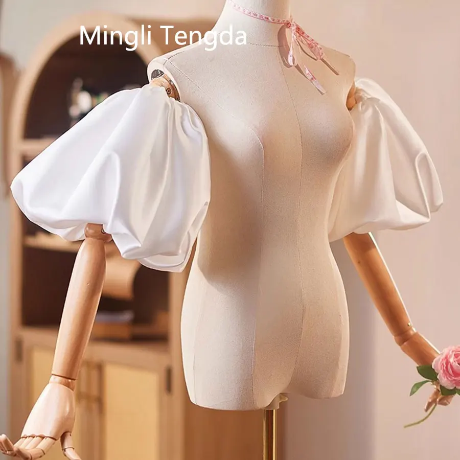 Mingli Tengda Removable Puffy Sleeves Satin Bride\'s Arm Covering Hand Sleeve Fingerles Women\'s Wedding s Gloves Accessories