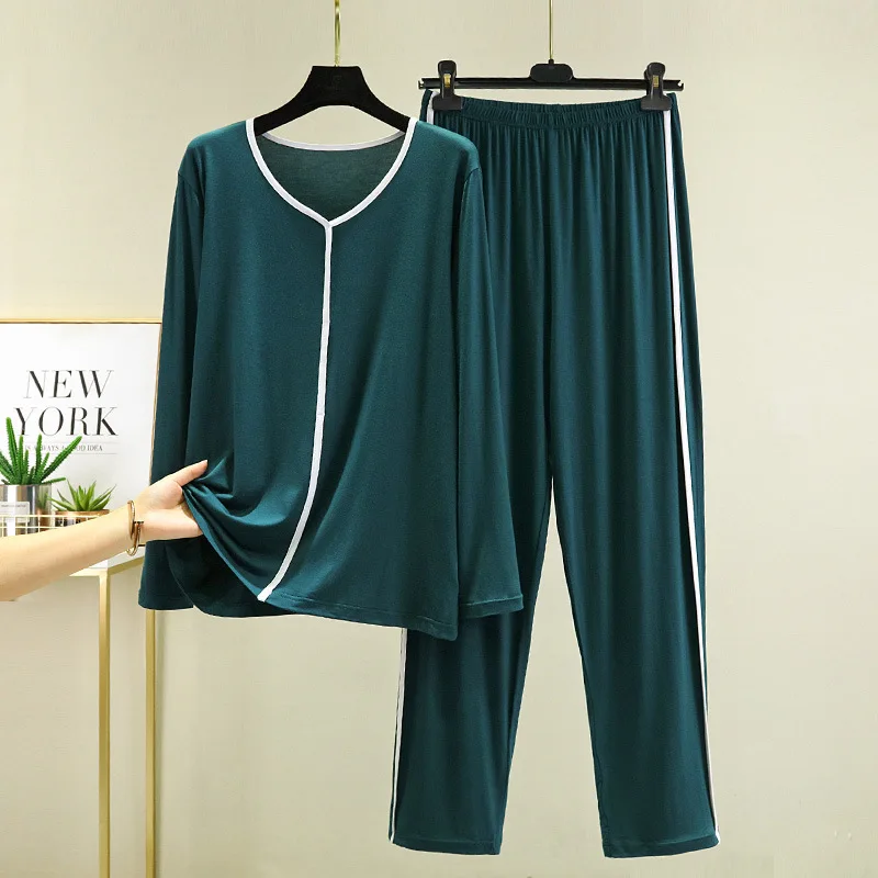 Conjunto de Pijama de personaje Modal para mujer, ropa de dormir cálida para mujer, conjuntos de pantalones de manga larga, Otoño e Invierno