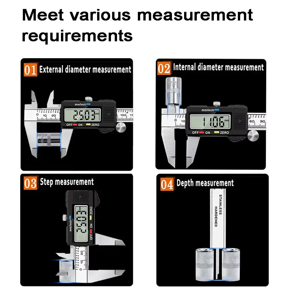 الفرجار الرقمي 0-150 مللي متر الفولاذ المقاوم للصدأ الورنية أداة قياس الفرجار الإلكتروني الدقيق مع صندوق تخزين للاستخدام المعدني الخشب