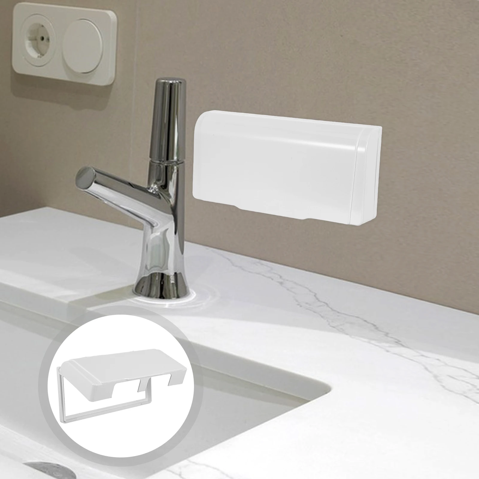 

4-Outlets Waterproof Socket Box Adhesive Mount For Bathroom Kitchen Office Plastic Electrical Outlet Cover, Switch Socket