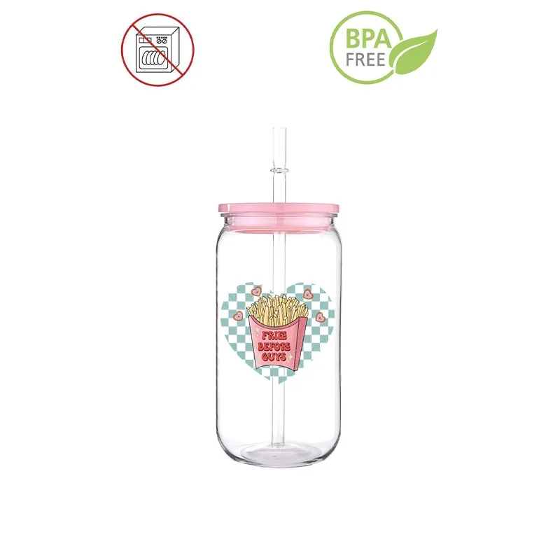 3D DIY Love Design Printed Transfer BPA Free Plastic Straw Cup Comes With Sreaw And Cup Lid Can Milk Coffee Throw-Proof 16 OZ